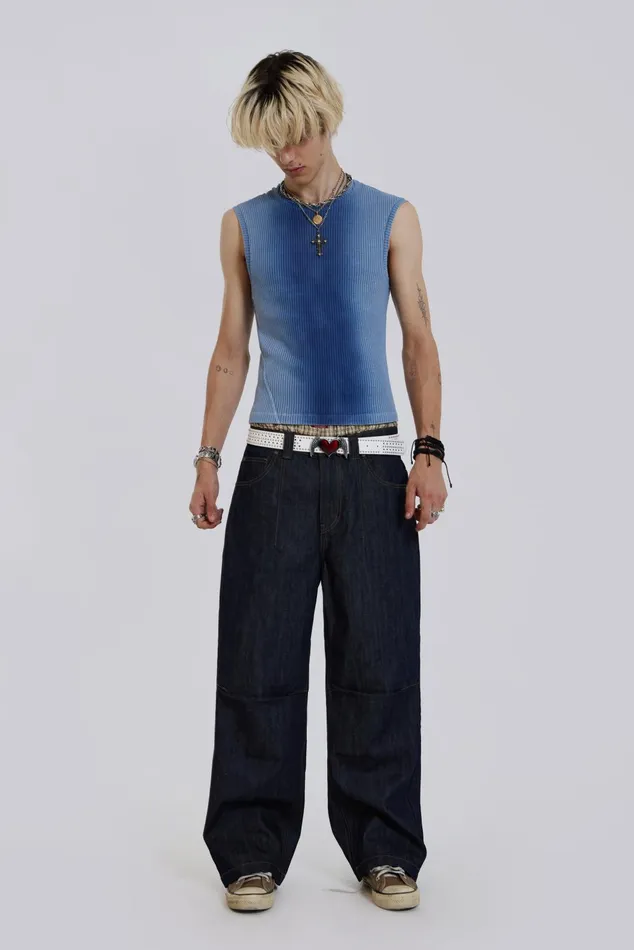 Denim Men Jaded London Shop Raw Blue Denim Razor Jeans