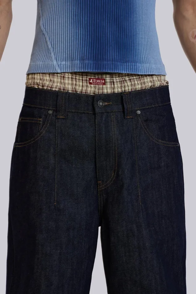 Denim Men Jaded London Shop Raw Blue Denim Razor Jeans