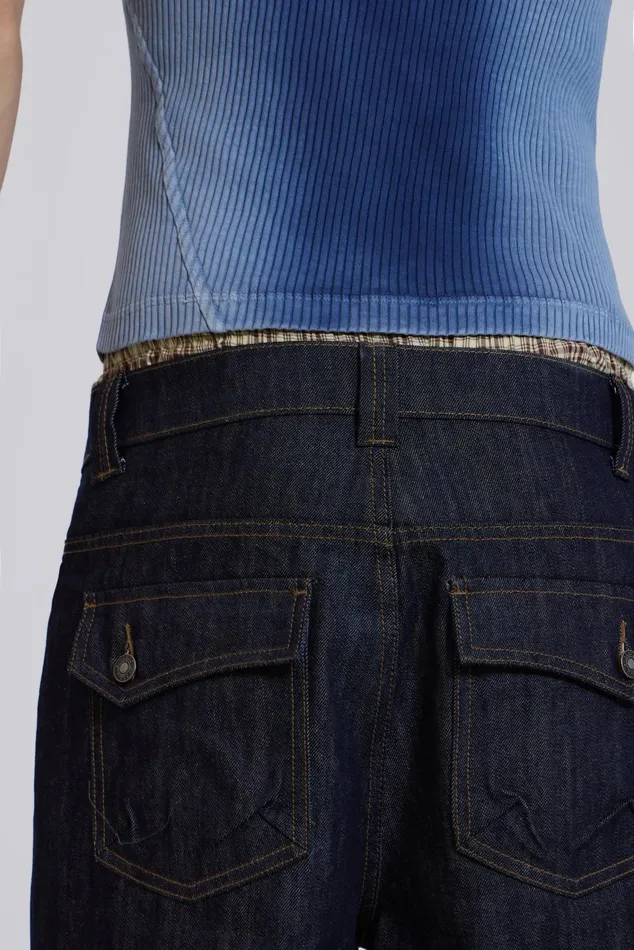 Denim Men Jaded London Shop Raw Blue Denim Razor Jeans
