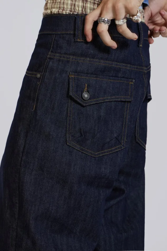 Denim Men Jaded London Shop Raw Blue Denim Razor Jeans