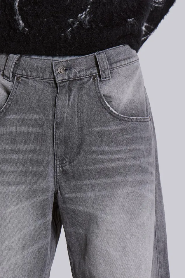 Denim Men Jaded London Shop Washed Grey Colossus Jeans