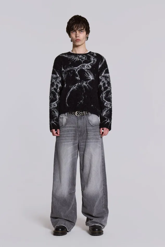 Denim Men Jaded London Shop Washed Grey Colossus Jeans