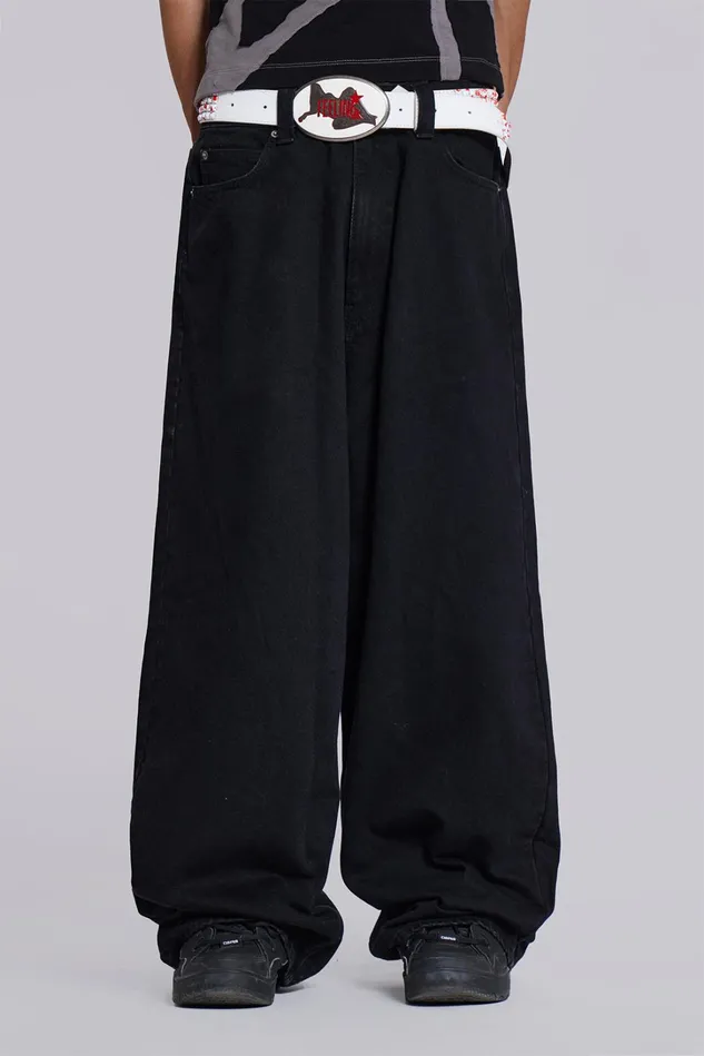 Denim Men Jaded London Solid Black XL Colossus Jeans