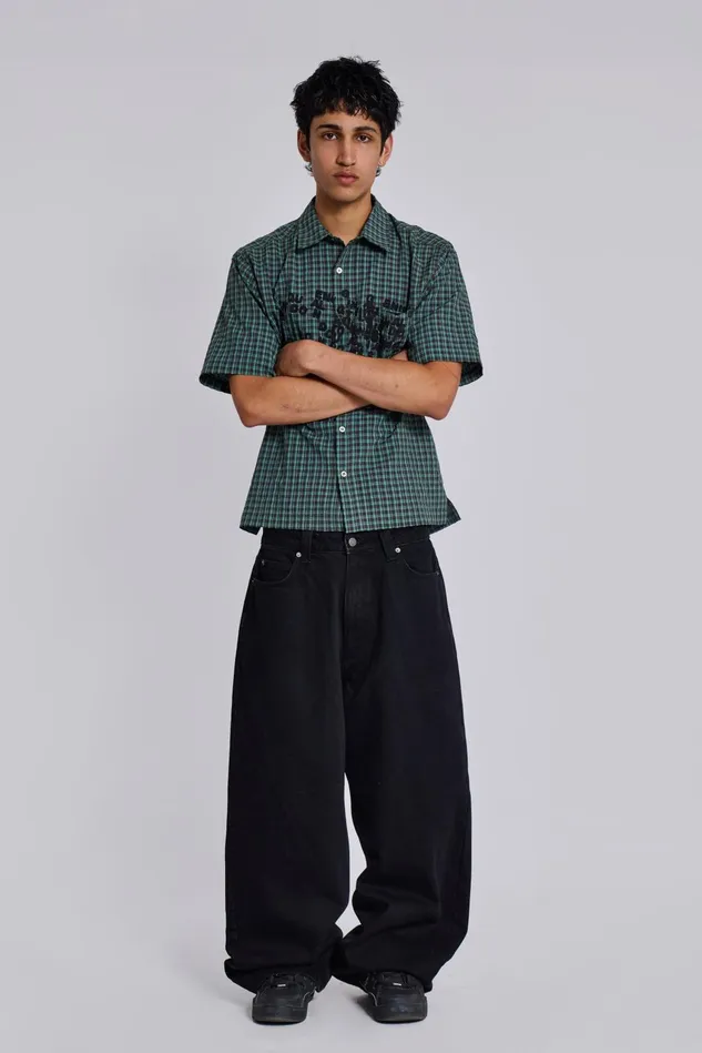 Denim Men Jaded London Solid Black XL Colossus Jeans