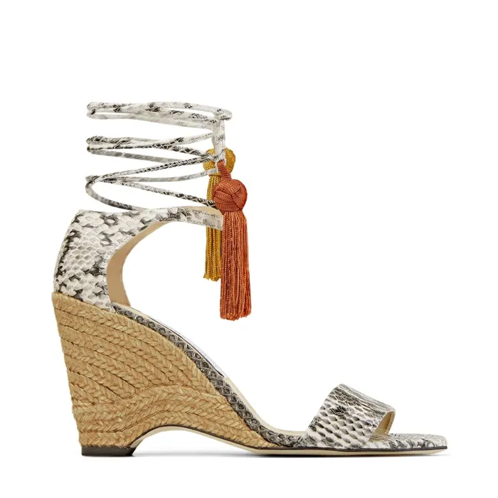 Deva 85 Roccia And Sun Mix Wedge Sandals With Tassel Trim Rocciasun Mix Women JIMMY CHOO Wedges Deva 85 Roccia And Sun Mix Wedge Sandals With Tassel Trim Rocciasun Mix Women JIMMY CHOO Wedges