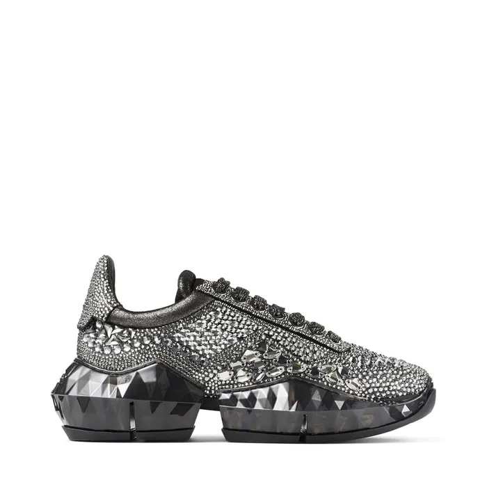 DiamondF Smoke Metallic Suede Low Top Trainerss With Chunky Sole And Crystal Application Smoke Women JIMMY CHOO Sneakers DiamondF Smoke Metallic Suede Low Top Trainerss With Chunky Sole And Crystal Application Smoke Women JIMMY CHOO Sneakers