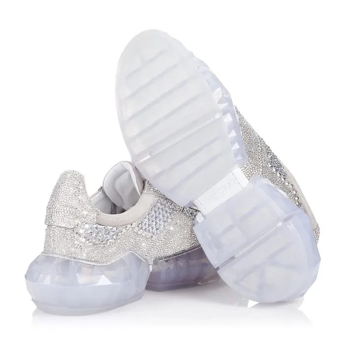 DiamondM Crystal Shimmer Suede Trainers With Crystal Application And Chunky Platform Crystal Men JIMMY CHOO Casual Shoes