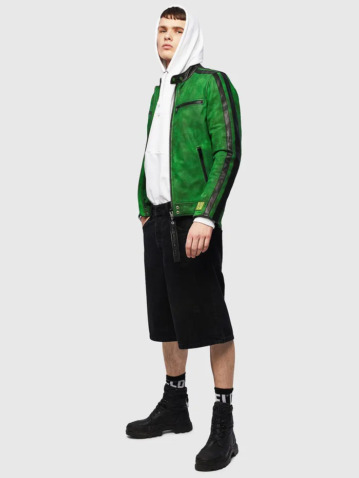 Diesel Leather Jackets Mens LBOYA Green