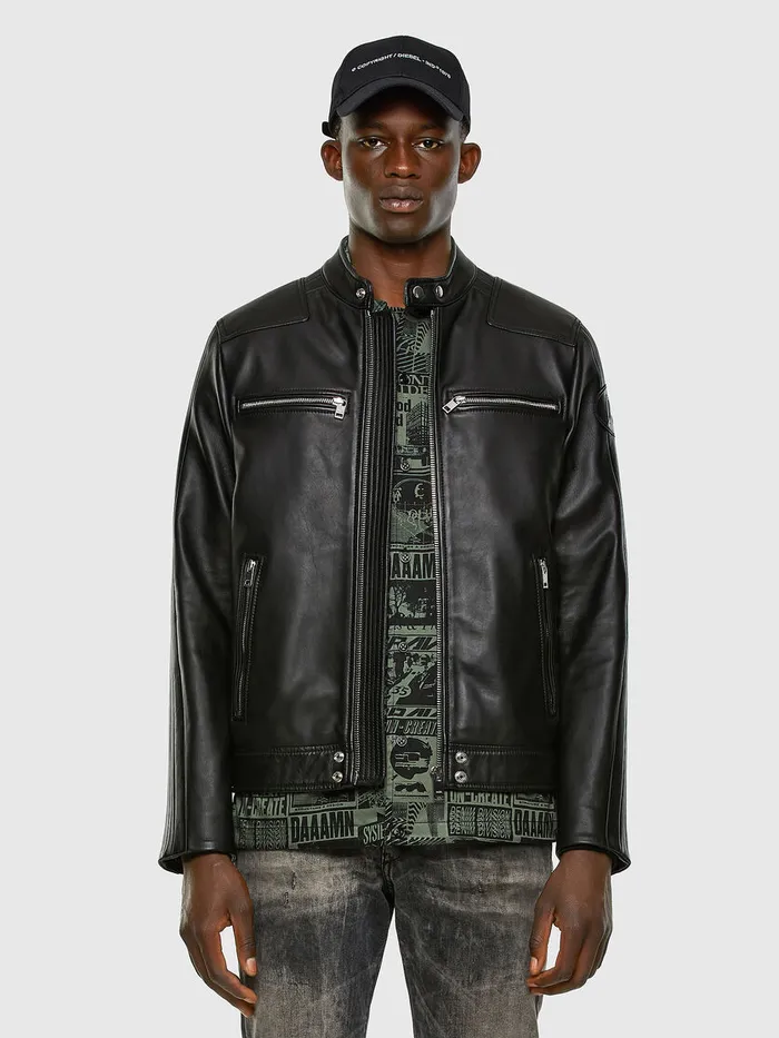 Diesel Leather Jackets Mens LBOY Black