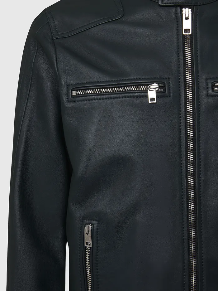 Diesel Leather Jackets Mens LBOY Dark Green