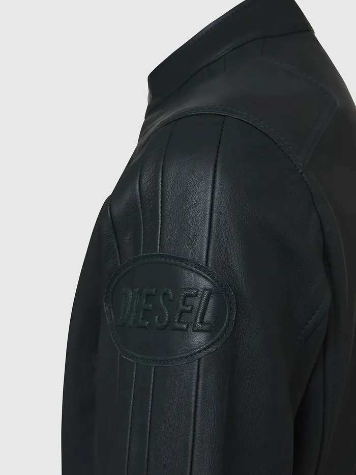 Diesel Leather Jackets Mens LBOY Dark Green