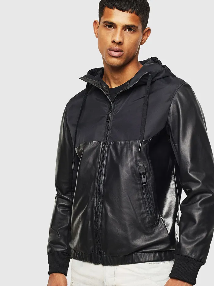 Diesel Leather Jackets Mens LCARRS Black