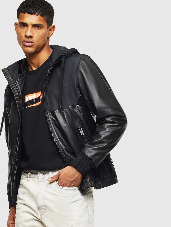 Diesel Leather Jackets Mens LCARRS Black