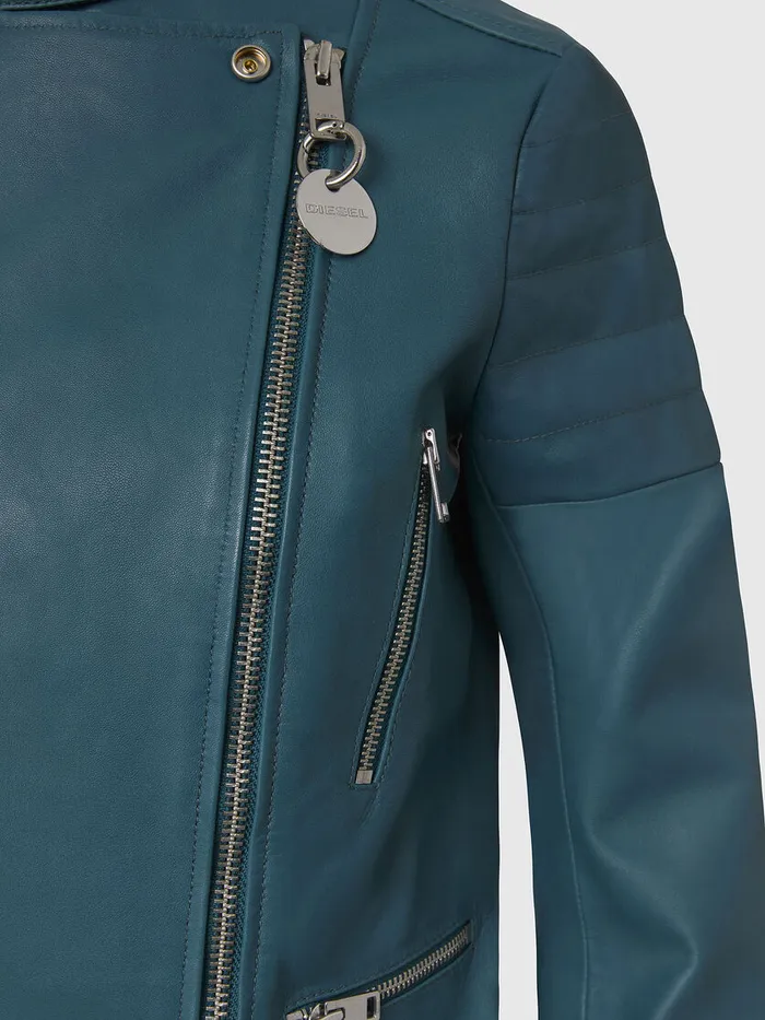 Diesel Leather Jackets Womens LMARS Water Green