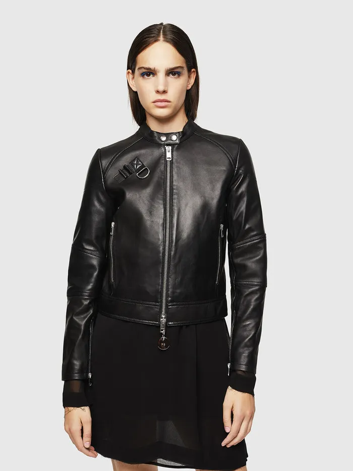 Diesel Leather Jackets Womens LSUZA Black