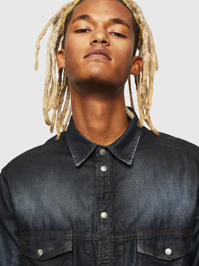 Diesel Shirts Mens DBANDYB Dark Blue Casaul