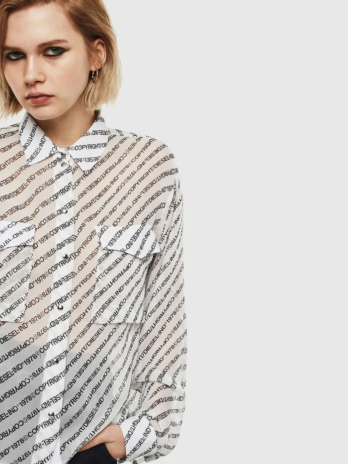 Diesel Shirts Womens CSUPERIOR WhiteBlack Online
