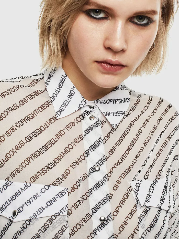 Diesel Shirts Womens CSUPERIOR WhiteBlack Online