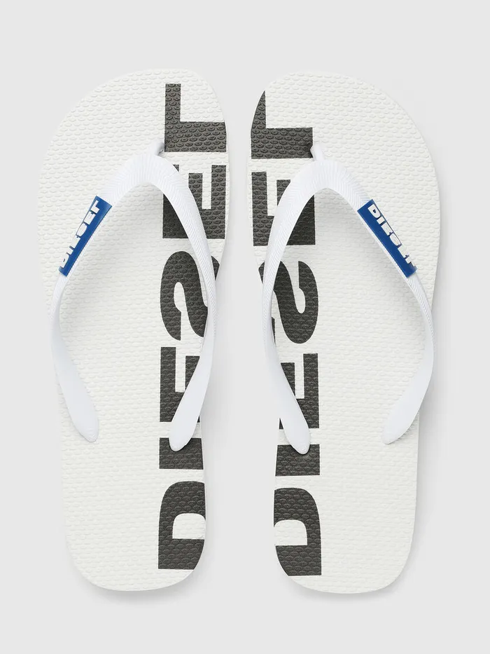 Diesel Slippers Mens SABRIIAN WhiteBlack Cheap On Sale