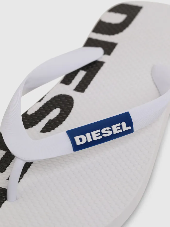 Diesel Slippers Mens SABRIIAN WhiteBlack Cheap On Sale