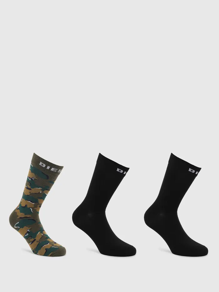 Diesel Socks Mens SKMRAYTHREEPACK BlackGreen Casaul