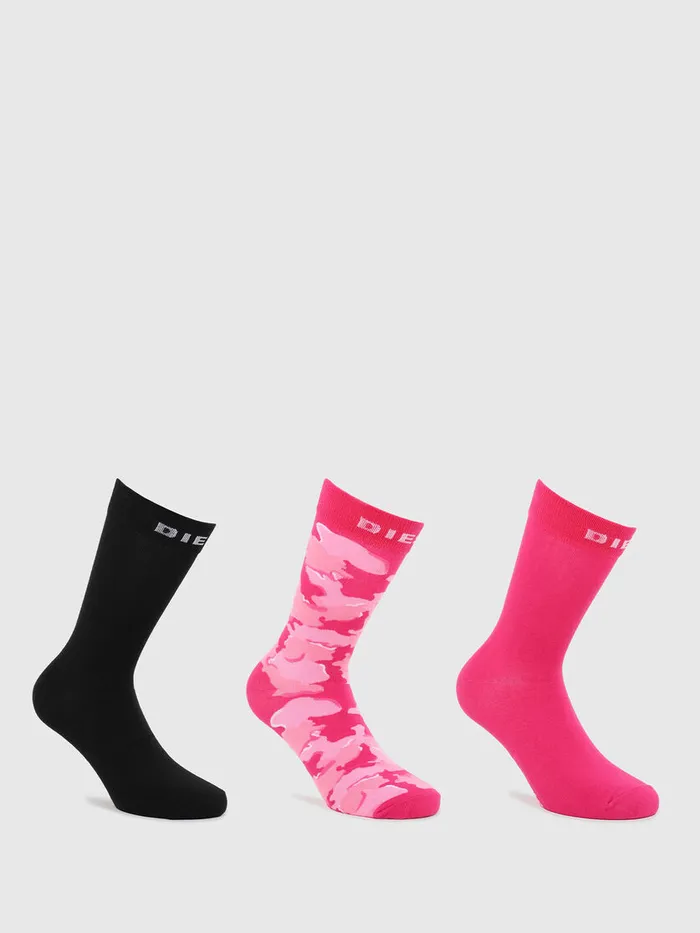 Diesel Socks Mens SKMRAYTHREEPACK BlackPink Popular