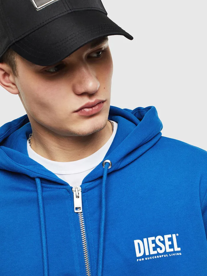 Diesel Sweaters Mens SGIRKHOODZIPLOGO Blue For Sale