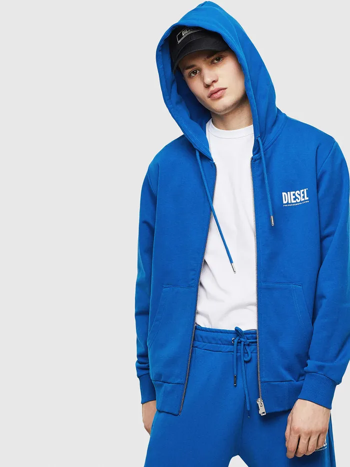 Diesel Sweaters Mens SGIRKHOODZIPLOGO Blue For Sale