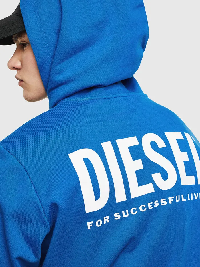 Diesel Sweaters Mens SGIRKHOODZIPLOGO Blue For Sale