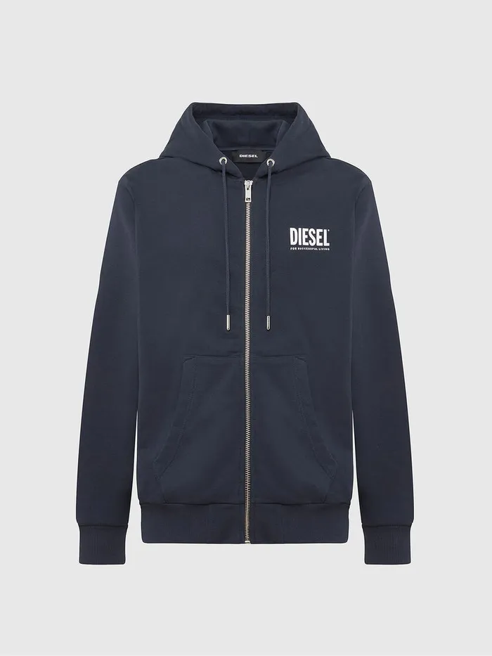 Diesel Sweaters Mens SGIRKHOODZIPLOGO Dark Blue Cheap On Sale
