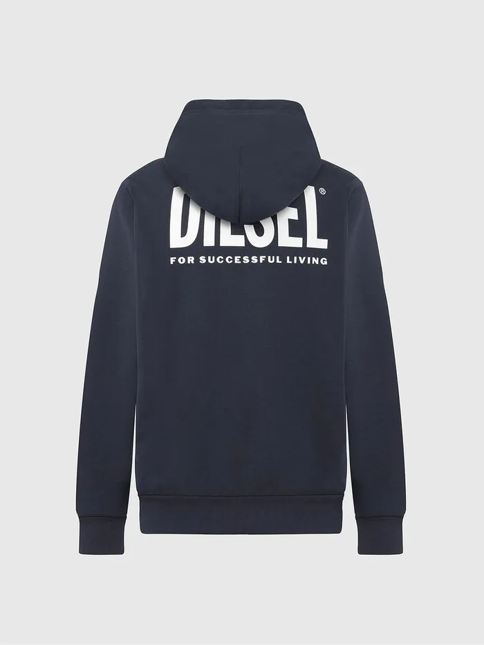 Diesel Sweaters Mens SGIRKHOODZIPLOGO Dark Blue Cheap On Sale