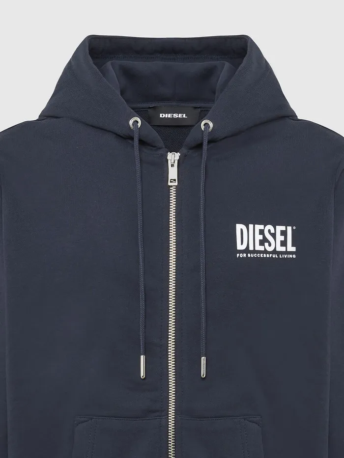 Diesel Sweaters Mens SGIRKHOODZIPLOGO Dark Blue Cheap On Sale