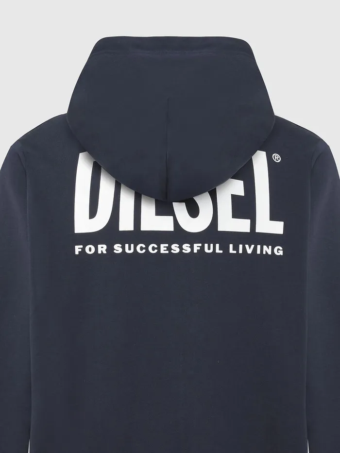 Diesel Sweaters Mens SGIRKHOODZIPLOGO Dark Blue Cheap On Sale