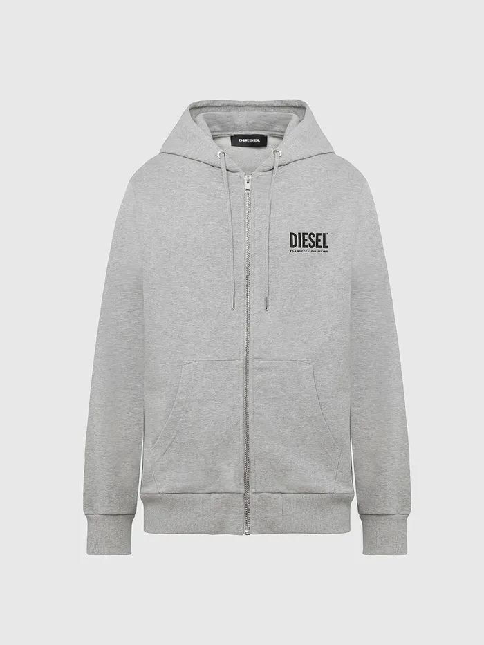 Diesel Sweaters Mens SGIRKHOODZIPLOGO Grey Popular