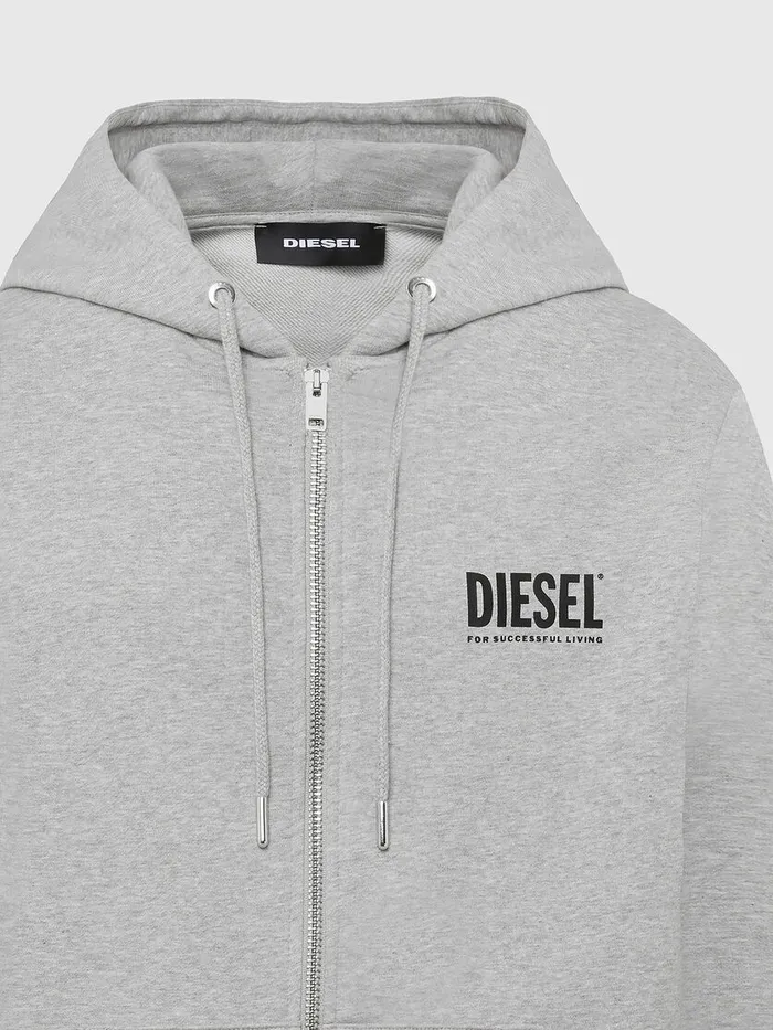Diesel Sweaters Mens SGIRKHOODZIPLOGO Grey Popular
