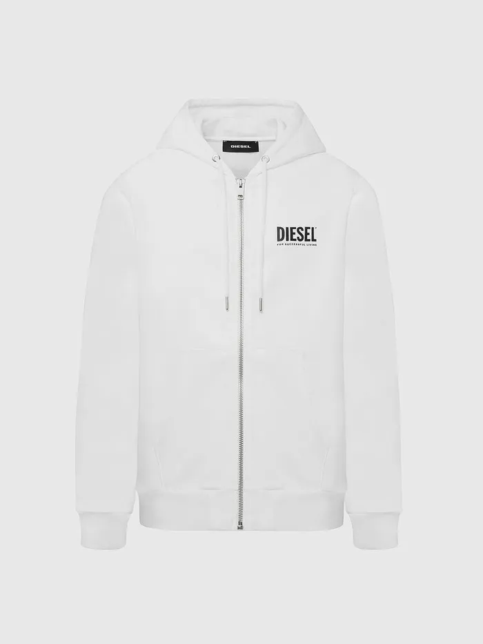 Diesel Sweaters Mens SGIRKHOODZIPLOGO White Gift Ideas