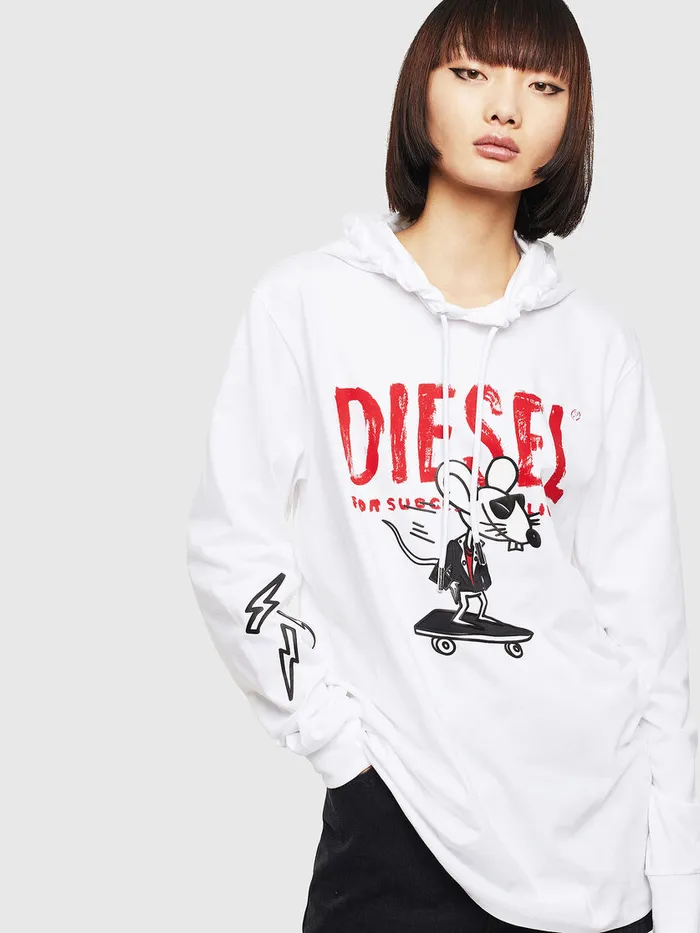 Diesel Tshirts and Tops Womens CLTJUSTLSHOOD White Online