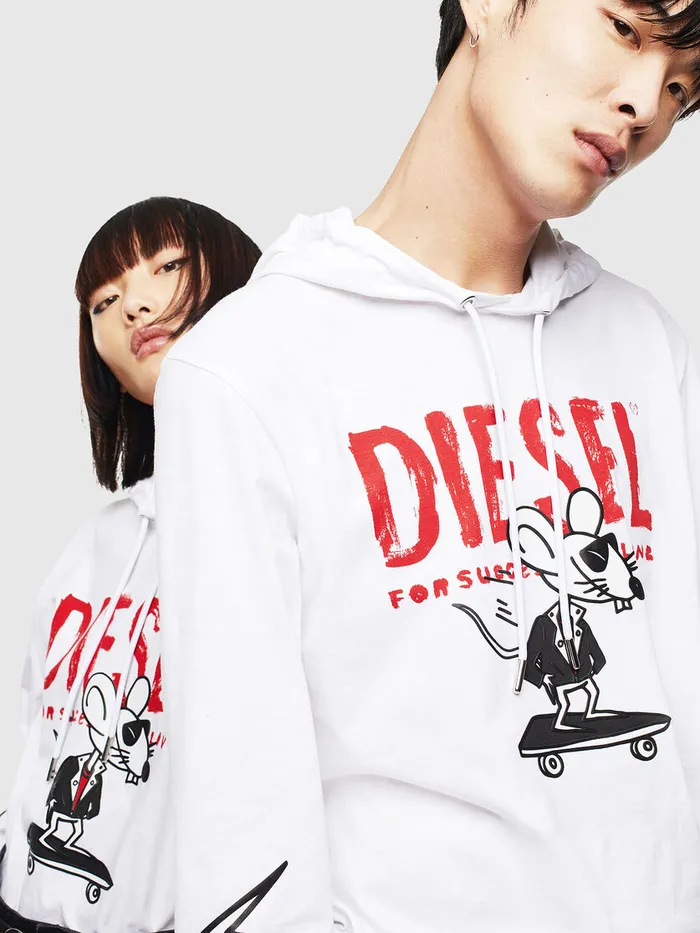Diesel Tshirts and Tops Womens CLTJUSTLSHOOD White Online