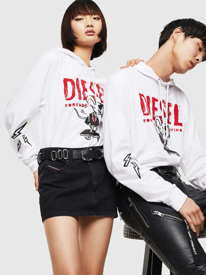Diesel Tshirts and Tops Womens CLTJUSTLSHOOD White Online
