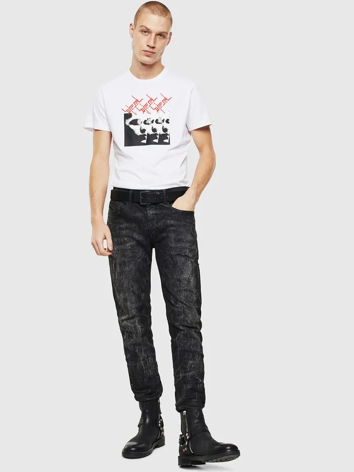 Diesel Tshirts Mens TDIEGOJ12 WhiteBlack Online