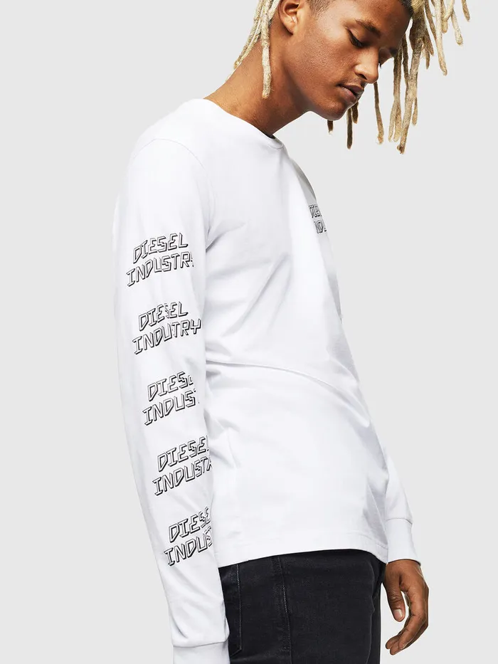 Diesel Tshirts Mens TDIEGOLSJ1 White Cheap On Sale