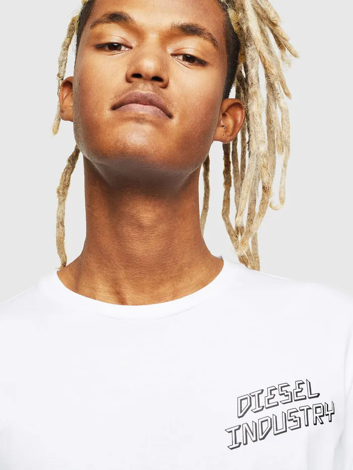 Diesel Tshirts Mens TDIEGOLSJ1 White Cheap On Sale