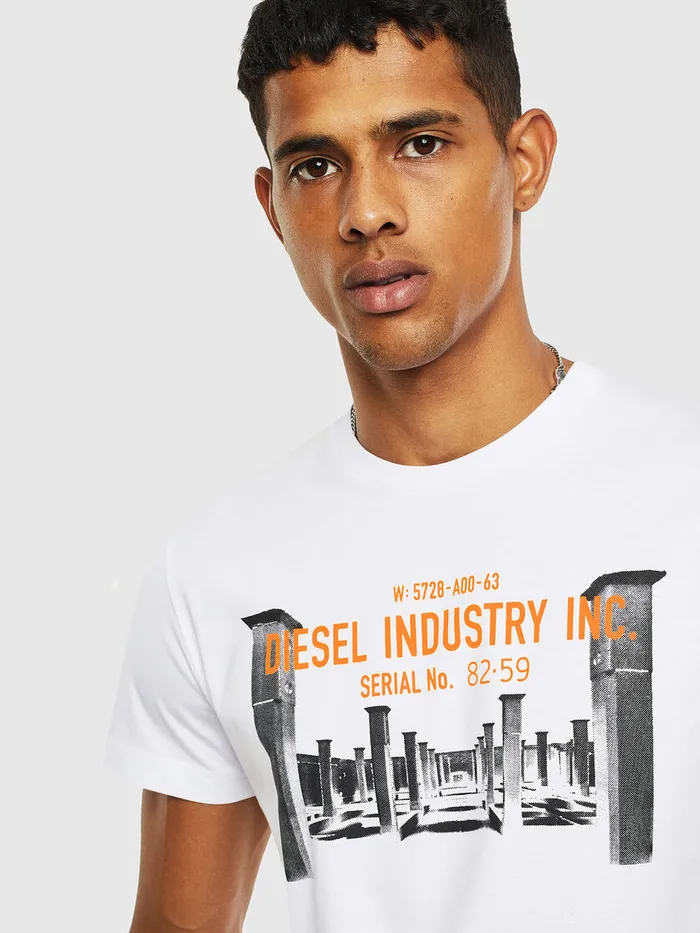 Diesel Tshirts Mens TDIEGOS13 White Cheap On Sale