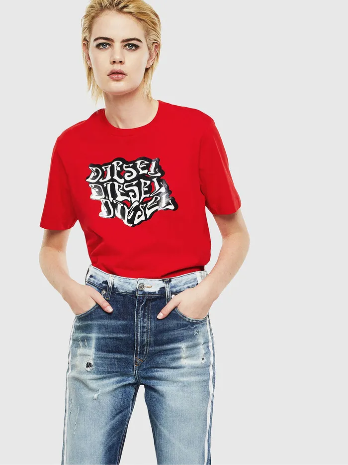 Diesel Tshirts Mens TJUSTJ20 Red Popular