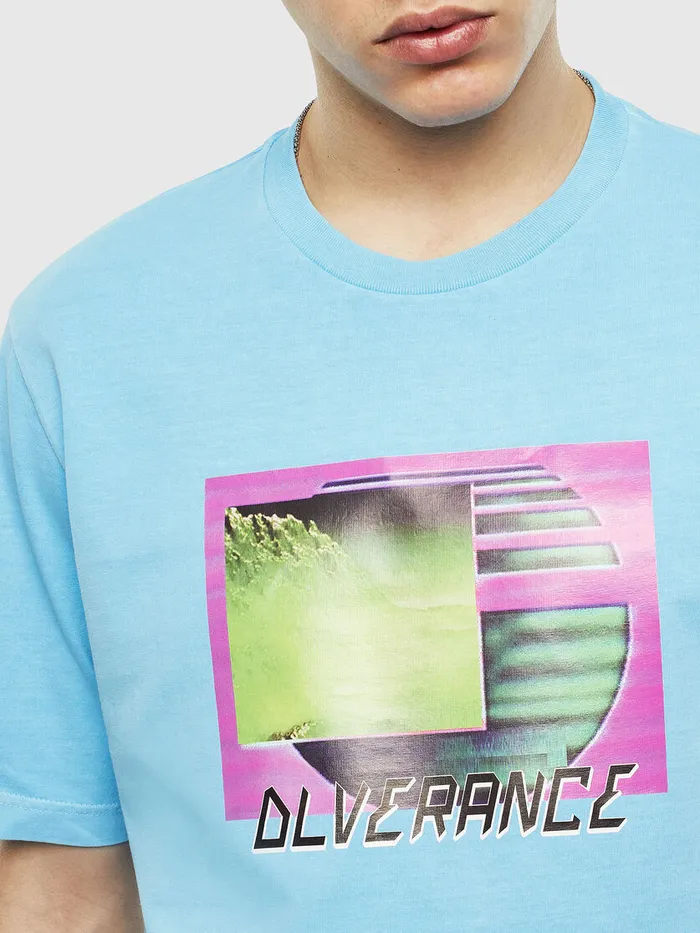 Diesel Tshirts Mens TJUSTNEONS1 Azure Popular