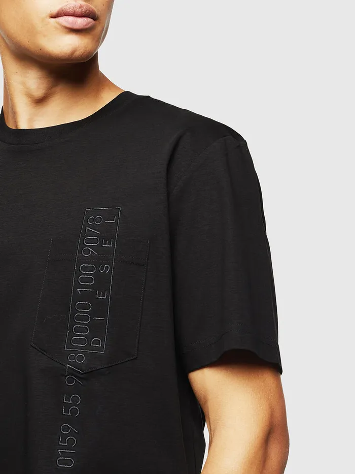 Diesel Tshirts Mens TJUSTPOCKETJ1 Black Gift 4 You