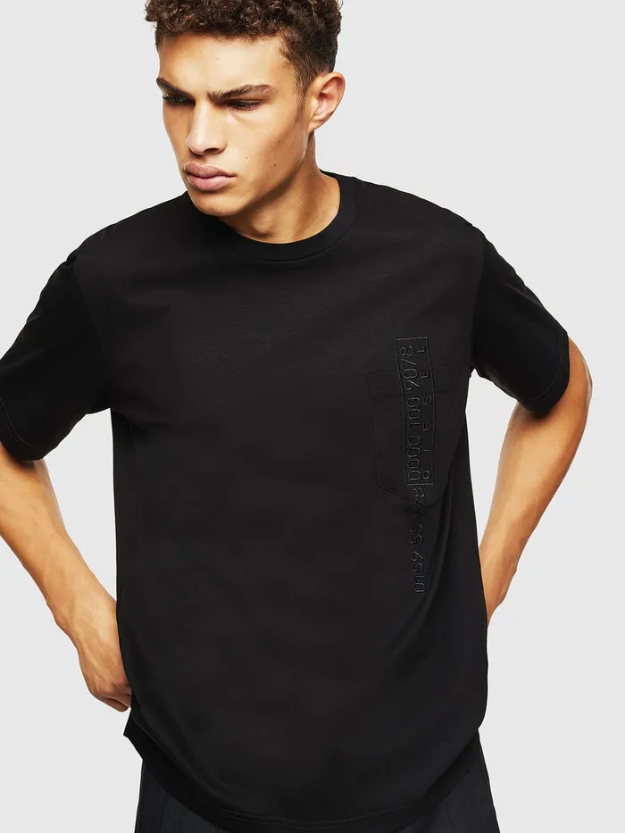 Diesel Tshirts Mens TJUSTPOCKETJ1 Black Gift 4 You
