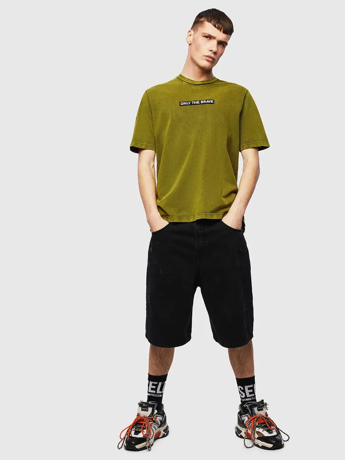 Diesel Tshirts Mens TJUSTSLITST15 Yellow Popular