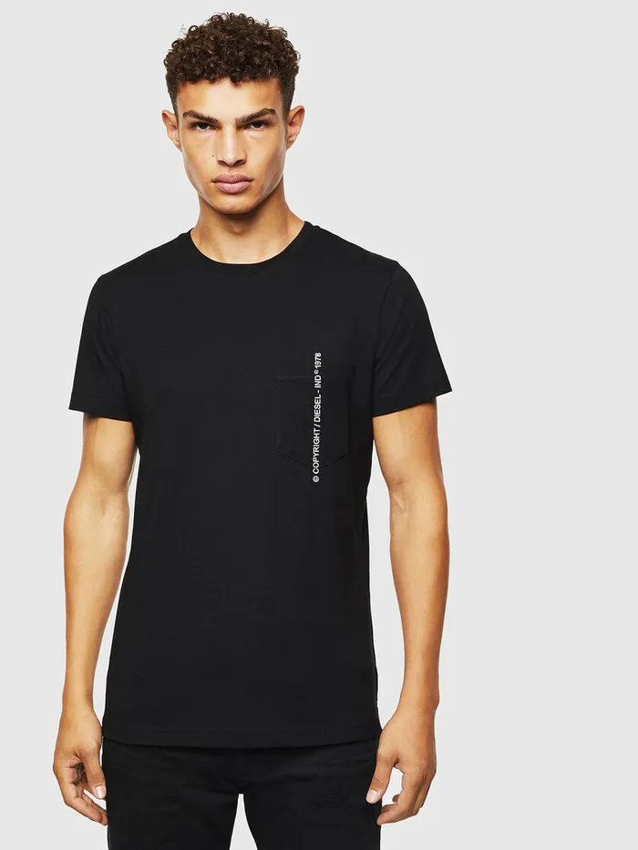 Diesel Tshirts Mens TRUBINPOCKETJ1 Black On Sale