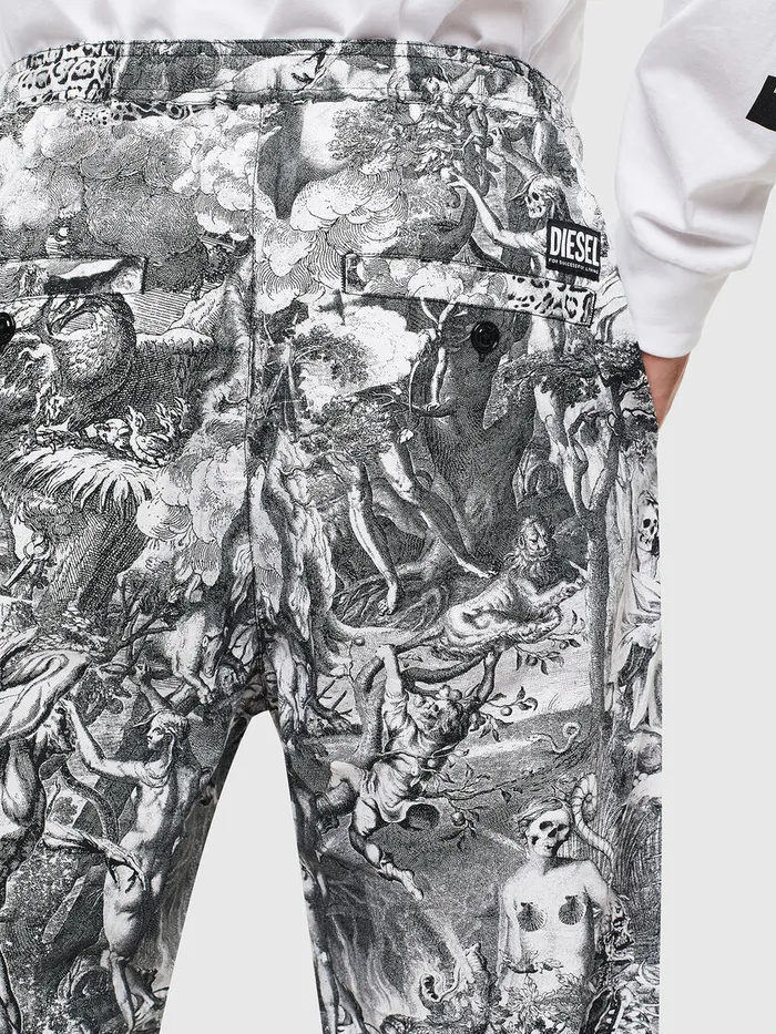 Diesel Trousers and Shorts Mens PTOLLKAOS BlackWhite Near Me